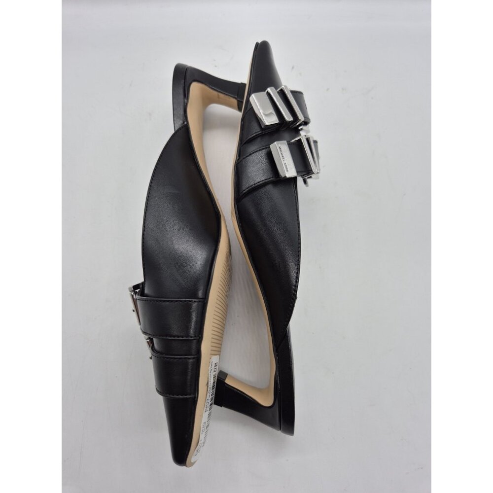Michael Kors Women's Shoes Size 6 Darrington Kitten Heel Mules Black Leather 373 - Picture 11 of 14